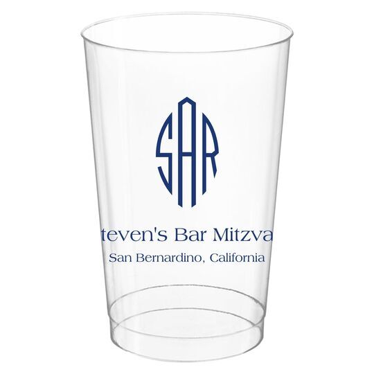 Shaped Oval Monogram with Text Clear Plastic Cups